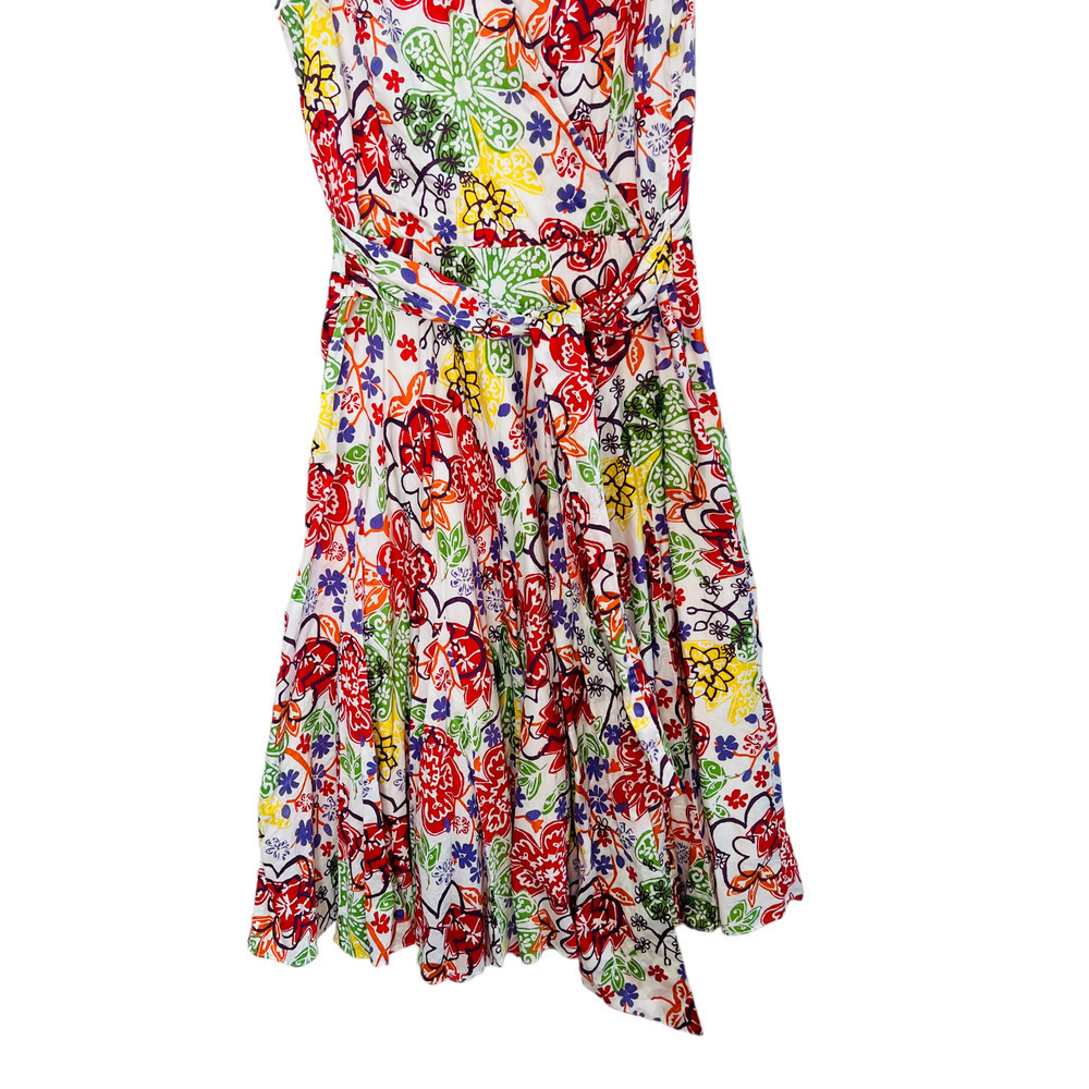 TALBOTS Multicolored Floral Print Wrap Front V-Neck Pleated Midi Dress Sz 6 - Picture 7 of 11